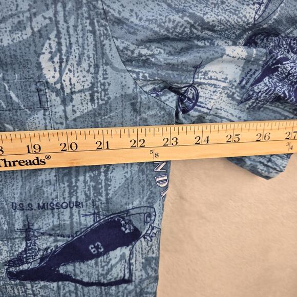 Jams World Shirt Mens Large Blue Pearl Harbor Navy Print Short Sleeve USA Hawaii - Picture 9 of 10